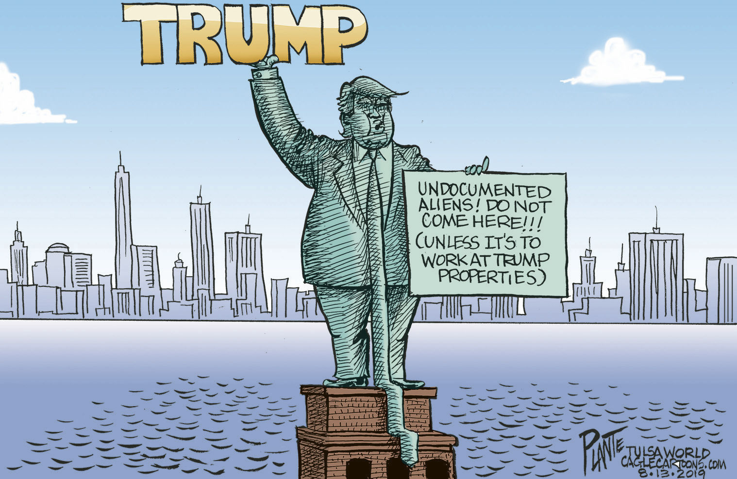 Bruce Plante Cartoon: Trump and the Statue of Liberty